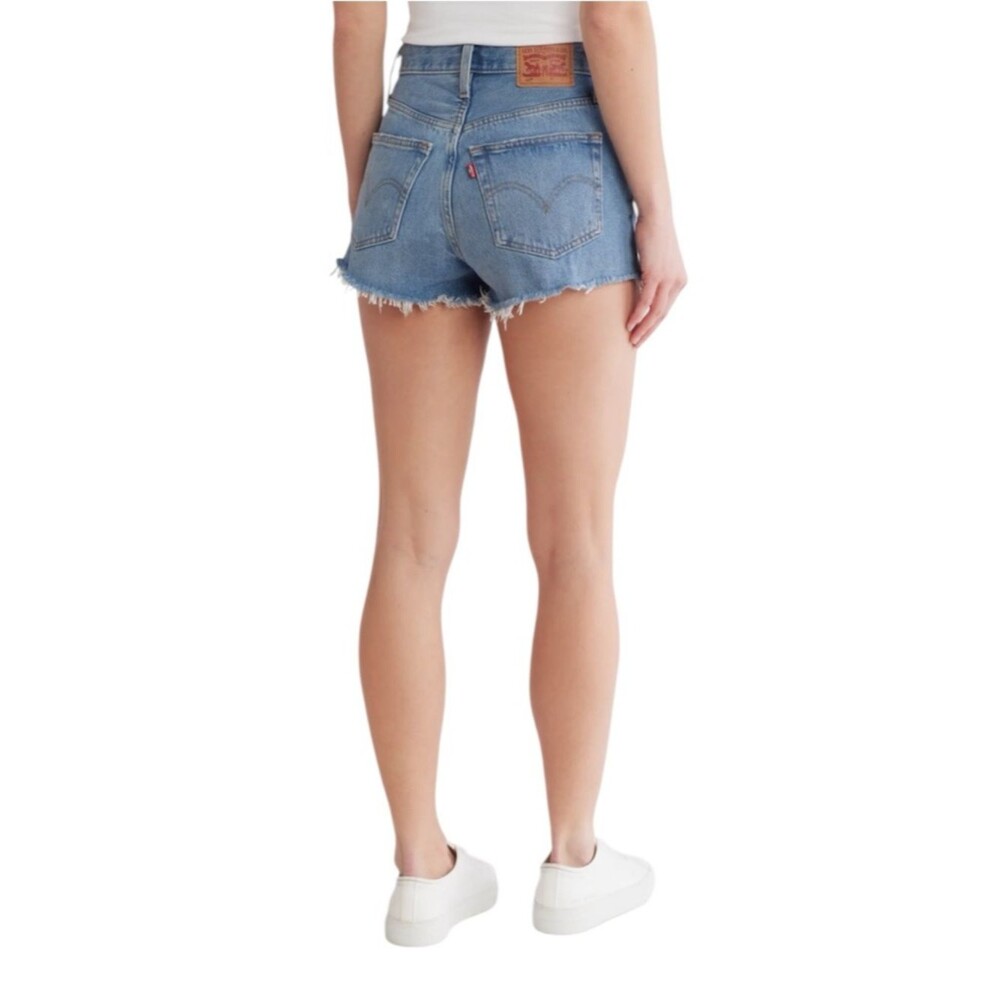 Levi's Womens 501 Original High Rise Raw Hem Cutoff Denim Shorts Light Wash 27 - Picture 2 of 8